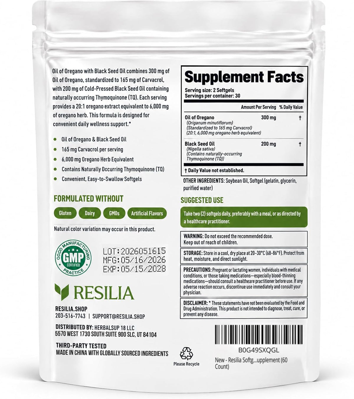 Resilia Softgels with Black Seed Oil
